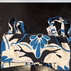 Zara Blue White Black Floral Crop Top